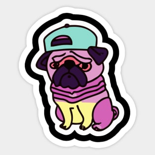 Hip Hop Pug 80s 90s Dog Lover Puppy Sticker